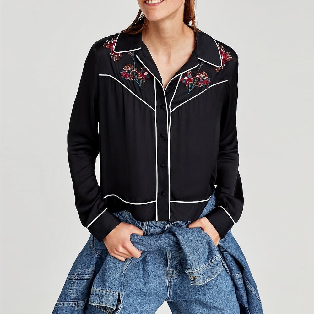 Zara Pajama Floral Print Shirt